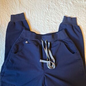 Figs Navy joggers with Gray Drawstring